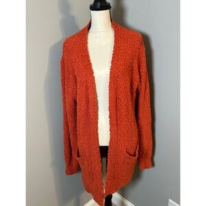 Zenana Popcorn Knit Cardigan Sweater Burnt Orange XL